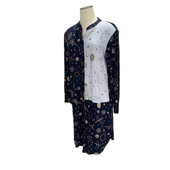 Hale Bob XS Long Sleeve Midi Slip Dress Celestial Soft Stretch Boho Chic Unique - Picture 9 of 11